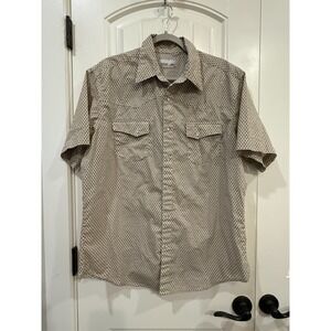 Wrangler Men's Geometric Print Short Sleeve Button Down Western Shirt‎ Size L